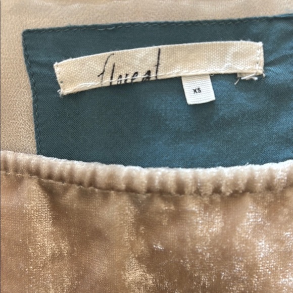 Anthropologie Floreat Crinkle Crushed Velvet Dress Champagne Pockets 0135 - Picture 8 of 9